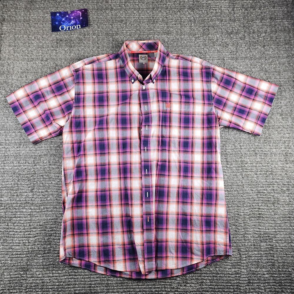 Cinch Button Down Shirt Mens XL Multi Colored Long Sleeve Cotton Western Rodeo